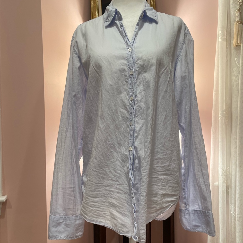 Xirena baby blue button-down top blouse small